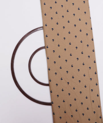 creamish navy blue fish print denim fabric b108 6023